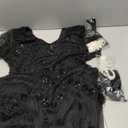 YESSA Flapper Dresses for Women,Short Sleeve 1920s Dresses Great Gatsby Dresses for Women Roaring 20s Costumes Outfits (X-Large, Black)