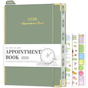 Appointment Book 2026, Hourly Planner from Jan. 2026 - Dec. 2026, 8.5"×11" Large Weekly & Monthly Appointment Planner, Daily Agenda Book with 30-Minute Interval for Office School, Green