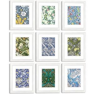 8x10 Picture Frame Set of 9 for Pictures 5x7 with Mat or 8x10 Without Mat, Wall Gallery or Tabletop display Photo Frames in White