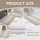 HDFK Bath Mat & Bathroom Rug - Machine Washable Soft Chenille Shower Carpet, Maximum Absorbency Non-Slip with Odorless Hot Melt Base, Slim Striped Design for Bathtub Floors (24x16 Inch, Tan & White)