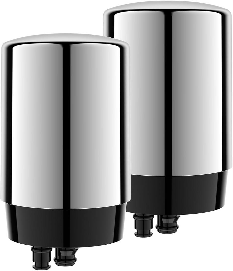 2-pack Faucets Filter Cartridge Replacement, Compatible with Brita Faucet Water Filtration System, Brita 36311, 36313, FR-200, FF-100, Silver
