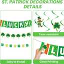 St. Patricks Day Party Decorations Set, Green Lucky Theme Decor with LUCKY Banner, Clover Hanging Swirls with Cutouts, Paper Fans & Tissue Pom Poms, Party Supplies for Home Office Classroom