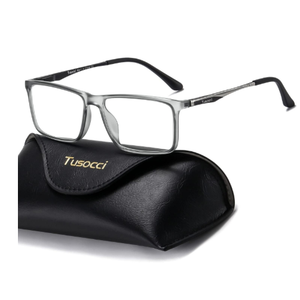 Tusocci Blue Light Blocking Glasses,Computer/Gaming/Phone/TV Use Anti Eyestrain & UV Glare with Glasses Case Matte Transparent Grey