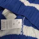 SOLY HUX Women's Color Block Striped Knit Tops Casual Long Sleeve Drop Shoulder Sweater Pullovers Blue and White, X-Small