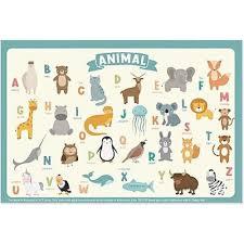60 Pack Disposable Placemats for Baby & Toddle, Sticky Kids Placemat for Picnic Table, Party, Travel, 12" x 18" Restaurant Table Mats, Animal Alphabet Theme