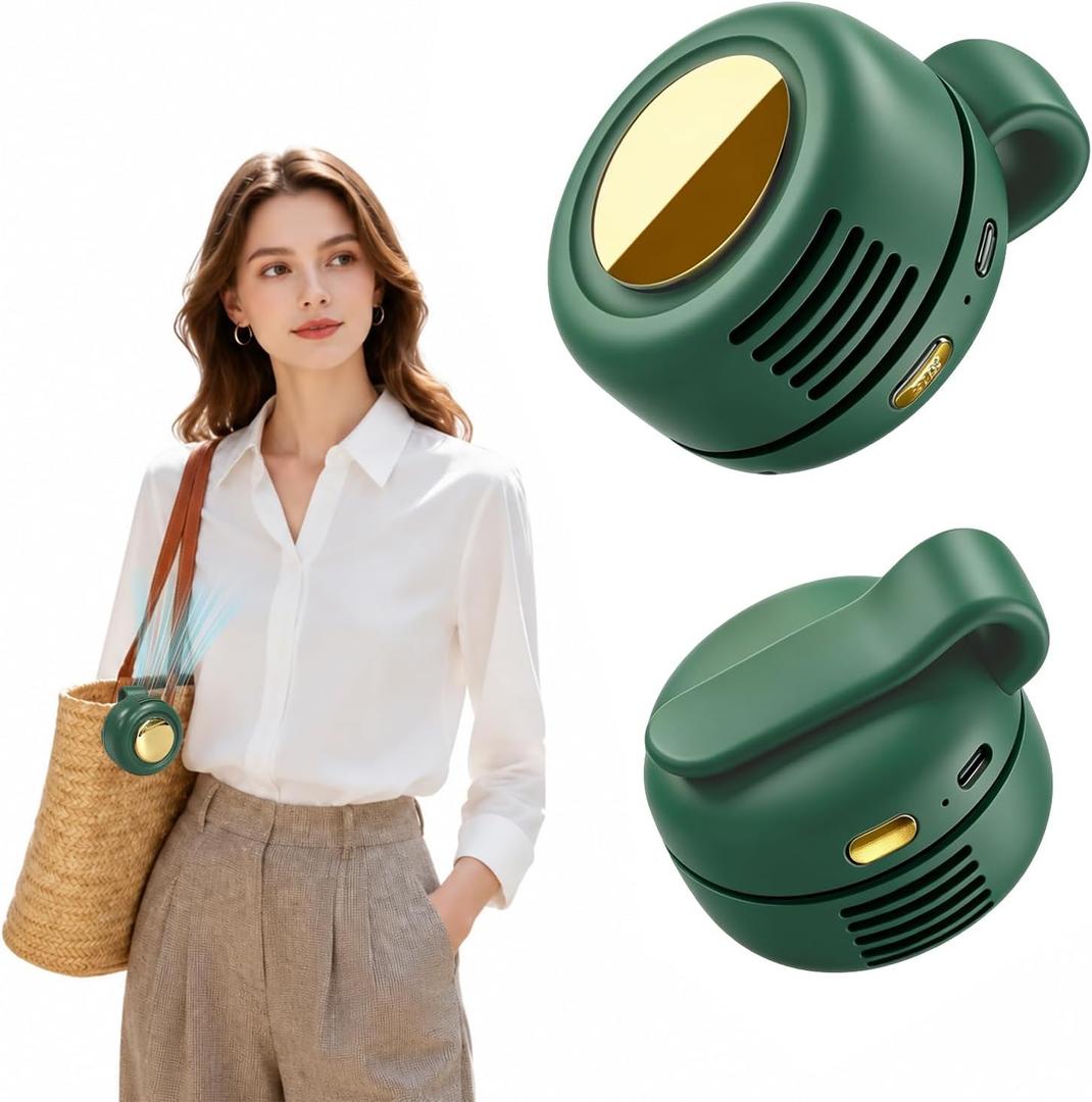 3 x Portable Clip-on Fan, Silent Bladeless Mini fan, 360Rotation 3-speed Modes Whirlwind Fans For Waist Clips Hands-Free Cooling Fan Suitable For Outdoor Sports Trip Work Travel Green