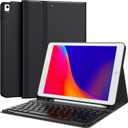 CHESONA Keyboard Case for iPad 9th Generation 2021 10.2 Inch, Detachable Wireless with Pencil Holder Stand Folio Keyboard Cover for iPad 9th Gen/8th Gen/7th Gen 10.2" (Black)