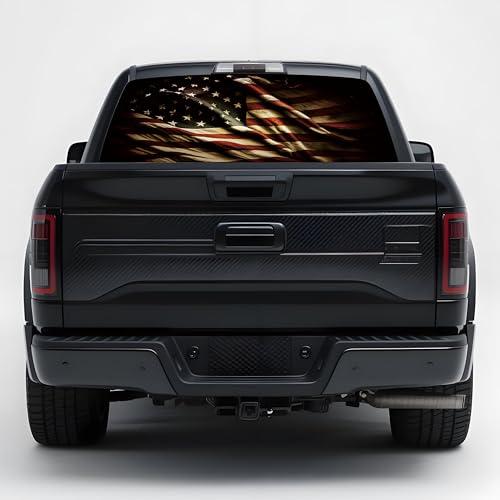 Tobethay Rear Window Decals for Trucks - 65x22 in American Flag Decal Fit Most Pickup Trucks SUV, Vinyl Back Window Graphics for Personalized Decoration