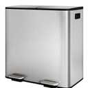 GarveeHome 2 x 10.6 gal Stainless Steel Double Trash Can with Lid for Kitchen, Large Dual Trash and Recycle Bin Combo, Step-on Kitchen Metal Garbage Cans, PP Inner Buckets, Liner Rim, Silver