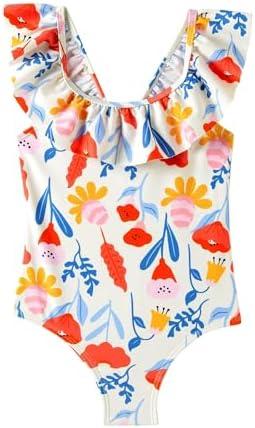 Girls One Piece Swimsuits Toddler Bathing Suit Little Kids Cute Swimwear Quick Dry Striped Ruffle Floral Size 6 Year