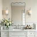 ANDY STAR 24x40 Inch Brushed Nickel Scalloped Bathroom Wall Mirror