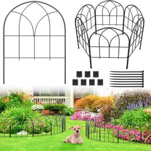 Small 12.55"*16.53" Decorative Garden Fencing Border, No Dig Fences Barrier, Black Metal Fence, Garden Edging Fence Panel, Dog Fence Outdoor for Yard, Flower Bed (6 Pcs)