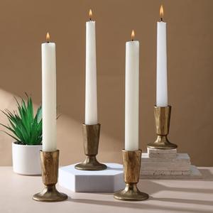 Mumufy Set of 4 Brass Taper Candle Holders Antique Vintage Candlestick Holders Brass Iron Taper Candlestick Decorative Candle Stand Decor for Weddings Dining Parties Timeless Decor Accent