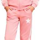 Girls Clothes 2 Piece Zip Up Sweatshirt & Pants Sweatsuit Set Fall Winter Outfits for Teen Tween Girls 6-12 Years