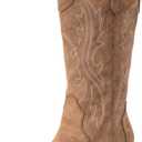 IUV Cowboy Boots For Women Western Cowgirl Boots with Chunky Heel Mid Calf Snip Toe Ideal for low insteps, 7