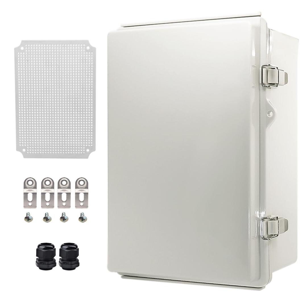 Outdoor Waterproof Electrical Box Junction Box Weatherproof IP67 ABS Plastic Enclosure Switch Router Project Box Electronics Enclosure with Mounting Plate Wall Bracket Grey 11.4"x7.5"x5.5"