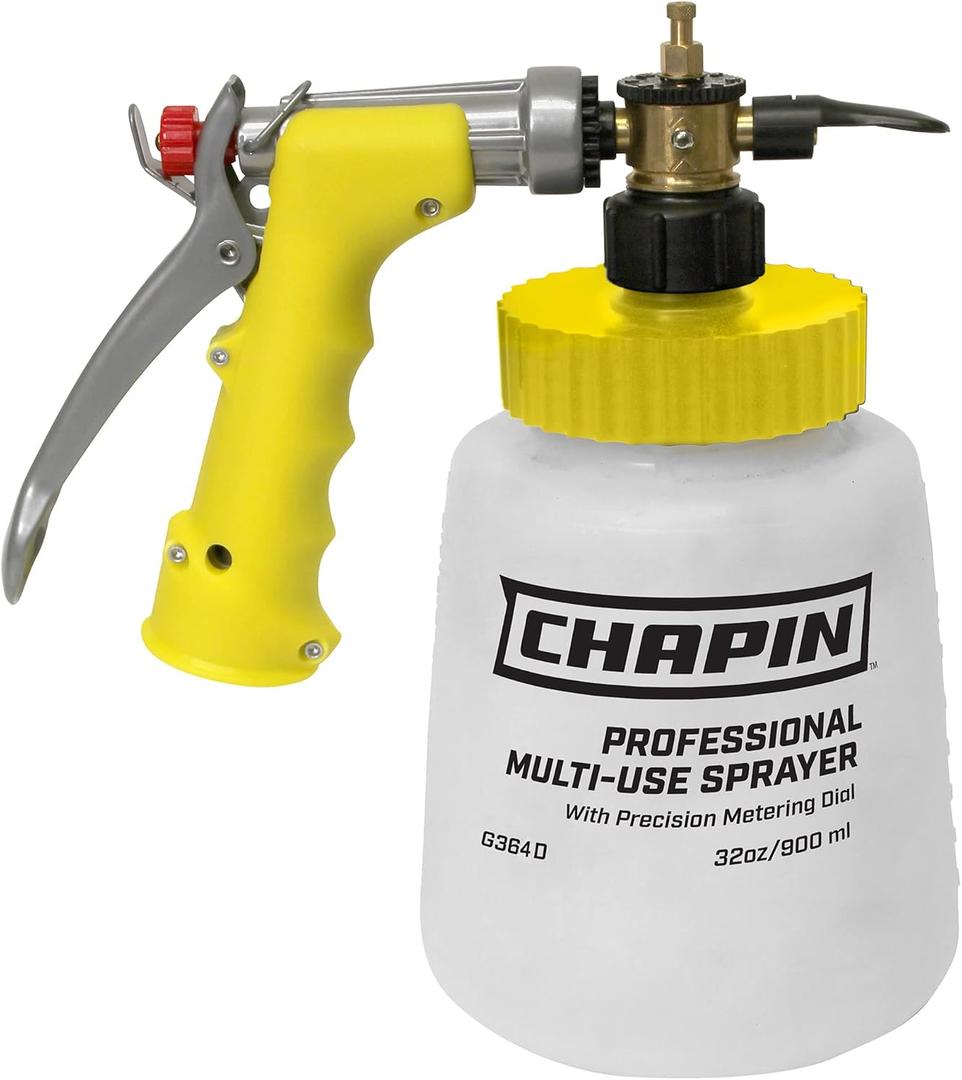 Chapin G364D Lawn and Garden Sprayer Bottle, Standard Hose End Connection, Anti-Siphon Valve, Adjustable Nozzle, Tank Sprays 20Gals, Spraying Plants, Weeds, Insects, Fertilizers, Made in USA, 32oz