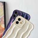 Caseative for iPhone 12 Case,Water Ripple Pattern Curly Wave Frame Soft Phone Case (White)