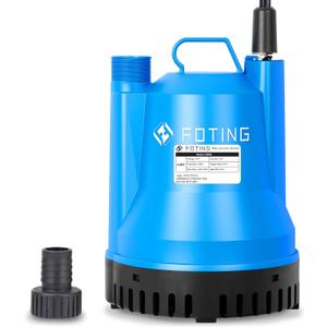 FOTING Submersible Water Pump - 1/4HP Utility Pump - 1676GPH Thermoplastic Electric Portable Transfer Water Pump - 10-Foot Cord for Pool, Tub, Garden, Pond Draining