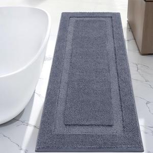 SHACOS Soft Fluffy Bathroom Rugs 24"x60" Long Bath Runner Rug Non Slip Washable Absorbent Bath Rugs Mats Carpets for Bathroom Floor Tub Shower Vanity Sink Home Decor Accessories, Dark Grey 2'x5'