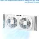 Comfort Zone Twin Window Fan with Reversible Airflow Control, 9 inch, Auto-Locking Expanders, 2 Speed Fan, Dual Fan, Exhaust, Airflow 9.84 ft/sec, Ideal for Home, Kitchen, Bedroom & Office, CZ319WT