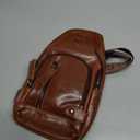 Hebetag Leather Sling Bag Hiking Daypack for Men Women Outdoor Travel Camping Fishing Crossbody Shoulder Chest Pack Backpack