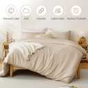 MILDLY Super Soft Duvet Cover - 100% Washed Microfiber Light Khaki Comforter Cover Set 3 Pieces with Zipper Closure & Corner Ties (No Comforter)