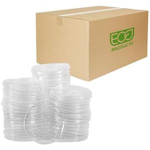 Eco-Products GreenStripe Compostable Paper Cup Flat Lids, Case of 1000, Fits 9-22oz Cups, Made From PLA Renewable Plant Based Plastic, ASTM Compliant, BPI-Certified