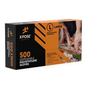 Xpose Safety Clear Disposable Poly Gloves - 500 Medium - Non Latex Gloves - Kitchen Prep, Restaurant, Cooking, Cleaning, Hair Dye, Dishwashing, Industrial Disposal, L