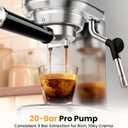 Espresso Machine 20 Bar, Compact Espresso Coffee Machine with Milk Frother, Stainless Steel Coffee Maker with 34oz Removable Water Tank, Cappuccino Machine for Home, Office, Fathers Day Dad Gifts