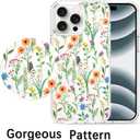 KANGHAR Magnetic Made for iPhone 16 Pro Case Clear Compatible with MagSafe Flowers Floral Pattern Soft TPU Bumper Shockproof Anti-Scratch Phone Cover for iPhone 16 Pro Cases(A)