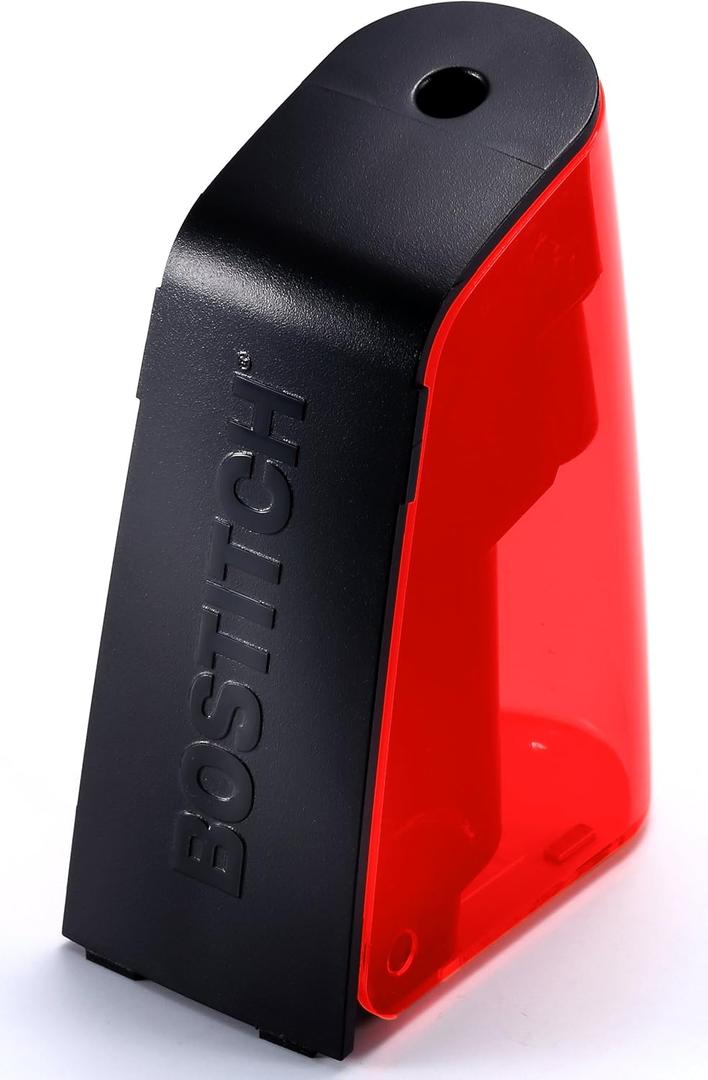 Bostitch Office Battery Powered Pencil Sharpener, Portable, Hinged Tray, Colored Pencil Compatible, Fits In Backpack & Most Pencil Cases, Red