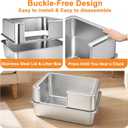 High Sided, XL Stainless Steel Cat Litter Box with Metal Lid, 10.24 inch Tall