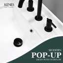 KENES Pop Up Bathroom Sink Drain with Overflow, Matte Black Pop Up Drain Stopper Anti Clog Pop Up Drain Stopper Lavatory Bathroom Vanity Sink Drain, Big Pop up Cap (With Overflow), Matte Black