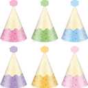 24PCS Ice Cream Party Hats for Happy Birthday Party Supplies Colorful Paper Ice Cream Themed Cone Birthday Hats Decorations for Kids and Adults Baby Shower Bridal Shower Favor