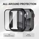 Thin Slim Band and Case Compatible for Apple Watch Bands Women Men 40mm 44mm 42mm 46mm 41mm 45mm, Silicone Sport Strap Cover and Screen Protector for iWatch Series 11/10/9/8/7/6/5/4/SE 3 (Black)