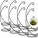 8 Pack 13in Black Ornaments Display Stands Glass Crystal Witch Ball Holder Glass Ball Ornament Holder Patio Planter Terrariums Iron Hanger for Large Art Craft, Display Terrarium Air Plant