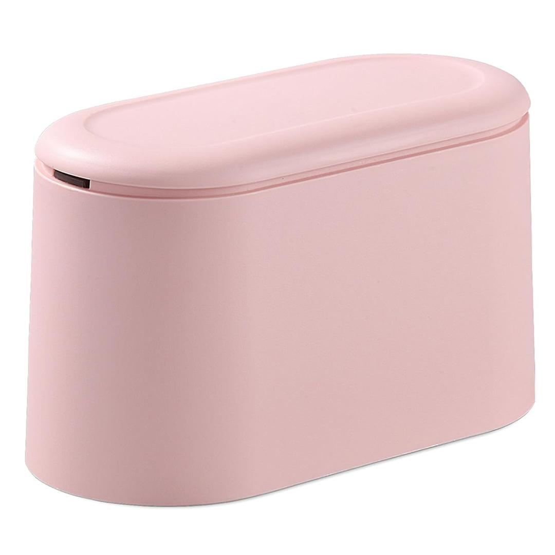 SUBEKYU 0.4 Gal Mini Countertop Trash Can with Lid for Desktop, Small Garbage Can for Office, Tiny Wastebasket,Pink