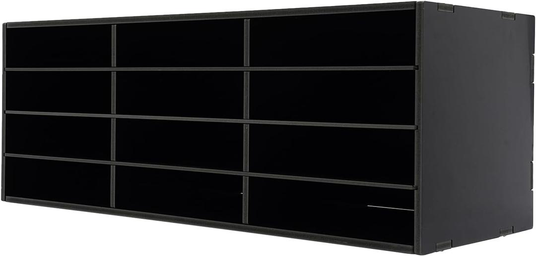 Mailbox for Classroom 12 Slots, Mail Sorter Countertop Paper Organizer Storage, Student Mailbox for Classroom, Mail Organizer for Home Library Office Classroom(Black, 12 Slots)