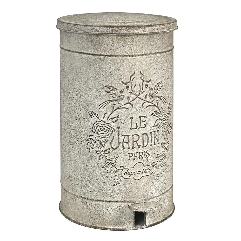 Retro Outdoor Trash Can with Lid 17L/4.5 Gallon Waste Container with Pedal Garbage Poop Bin Kitchen Waste Bins Touchless Bathroom Garbage Can Room Park Garden Decor