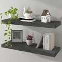 Floating Shelves 24 Inch Wall Shelf Solid Wood Mounted Storage for Bedroom Living Room Set of 2, Rustic Grey Wall Shelves
