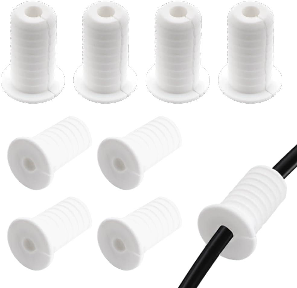 8 Pack 3/4 Inch Cable Grommet Routing Kit, Compatible with Starlink Ethernet Cable Rubber Grommet Kits for 3/4 (19mm) Inch Wall Hole Feed Through Bushing, Threaded Protective Sleeve, White