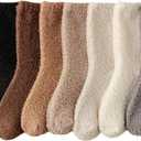7 Pair Fuzzy Socks for Women Aesthetic Fluffy Warm Slipper Socks Preppy Thick Cute Long Socsk Winter Christmas Socks (One Size)