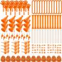 Soulchen 360 Pcs Orange Team Spirit Accessories Bulk Field Day Accessories Pep Rally Color War Camp Spirit Events Party Items Cheerleading Pom Poms Clappers Thunder Stick Whistle Megaphone