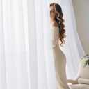NICETOWN Non-See-Through Light Filerting Pure White Privacy Sheer Curtains 102 inches Long 2 Panels, 52" Wide Grommet Window Drapes for Living Room Bedroom- Elegant Home Decoration