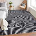 ROYHOME Washable Rug 4x6 Area Rugs for Living Room, Abstract Rug for Bedroom, Soft Rainbow Non Slip Throw Rugs with Rubber Back, Low Pile Stain Resistant Boho Geometric Carpet for Dining Room, Black