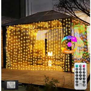 ZAIYW Curtain Lights 600 LED 20Ftx10Ft, Dual Color Changing Curtain Fairy Light Connectable with Timer Remote Waterproof for Bedroom Wedding Party Garden Outdoor Decor (Warm White & Multicolor)