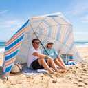UPWELL Beach Tent Easy Set Up Canopy Sun Shelter Shade with UPF 50+UV Protection Portable Beach Umbrella Outdoor Sunwall with Sand Pockets for Fishing Backyard Camping(Holiday Glow), 10.5 ft x 8 ft