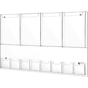 Weysat 1 Pack Acrylic Brochure Holder Wall Mount Rack Acrylic Magazine Holder Literature Display Clear 12 Pockets Pamphlet Display Holder Plastic Flyer Multi Pocket Wall Mount Slots for Office Class