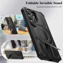 Nvollnoe Compatible with Samsung S26 Ultra Case with Foldable Invisible Kickstand 2-in-1 Military Grade Shockproof Heavy Duty Protective Magnetic Case for Samsung S26 Ultra 6.9 inch(Black)